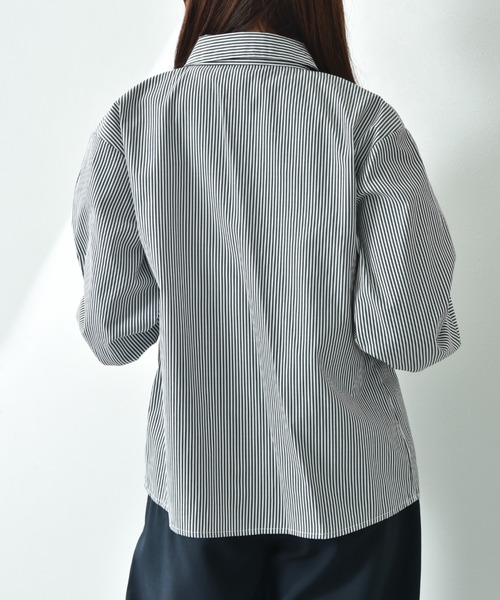 actuel（アクチュエル）の「【ａｃｔｕｅｌ】ＴＣブロードフリルデザインシャツ（シャツ/ブラウス・レディース・ブラック×ホワイト/オフホワイト/サックスブルー・FREE）」の8枚目の写真