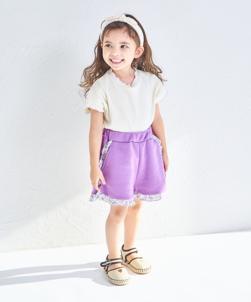 pairmanon(ペアマノン)の「【軽やかスウェット】選べる6カラー フリルショートパンツ(スウェットパンツ・キッズ・ブラック系その他/ピンク/ブラック/ベージュ/パープル/グリーン系その他・120/130/150/140/90/110/100)」の21枚目の写真