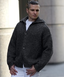 JOKER | 襟付きミックスボリュームニットカーディガン メンズ オーバーサイズ ジャケット 春服(カーディガン/ボレロ)