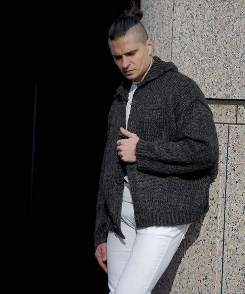 JOKER（ジョーカー）の「襟付きミックスボリュームニットカーディガン メンズ オーバーサイズ ジャケット 春服（カーディガン/ボレロ・メンズ・ブラック/ブルー・M/L）」の6枚目の写真