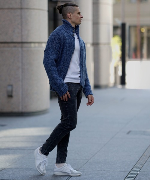 JOKER（ジョーカー）の「襟付きミックスボリュームニットカーディガン メンズ オーバーサイズ ジャケット 春服（カーディガン/ボレロ・メンズ・ブラック/ブルー・M/L）」の14枚目の写真