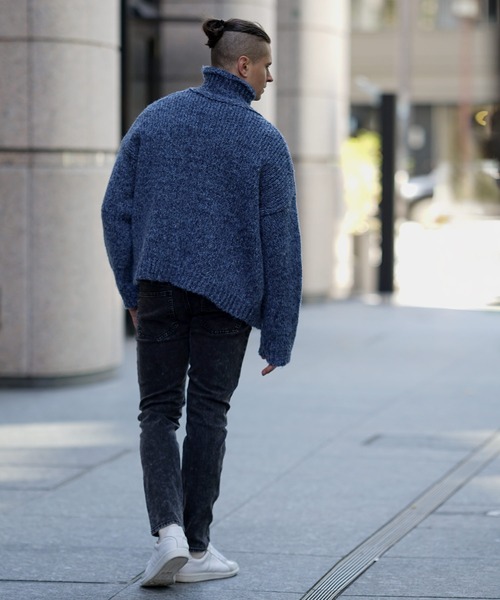 JOKER（ジョーカー）の「襟付きミックスボリュームニットカーディガン メンズ オーバーサイズ ジャケット 春服（カーディガン/ボレロ・メンズ・ブラック/ブルー・M/L）」の12枚目の写真