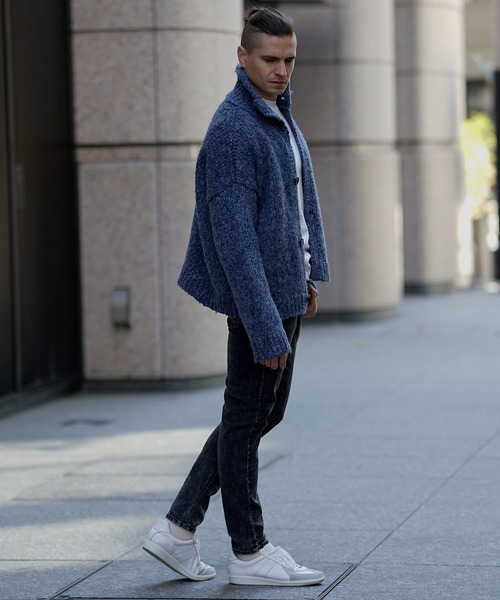 JOKER（ジョーカー）の「襟付きミックスボリュームニットカーディガン メンズ オーバーサイズ ジャケット 春服（カーディガン/ボレロ・メンズ・ブラック/ブルー・M/L）」の11枚目の写真