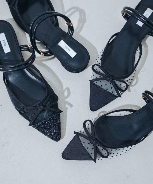 EVOL（イーボル）の「【軽量・柔らかい】2wayチュールバレエミュール IY5616（バレエシューズ・レディース・ブラック/ゴールド/シルバー/ドット/ブラック系その他・S/M/L/LL）」の5枚目の写真