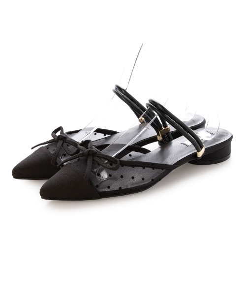 EVOL（イーボル）の「【軽量・柔らかい】2wayチュールバレエミュール IY5616（バレエシューズ・レディース・ブラック/ゴールド/シルバー/ドット/ブラック系その他・S/M/L/LL）」の6枚目の写真