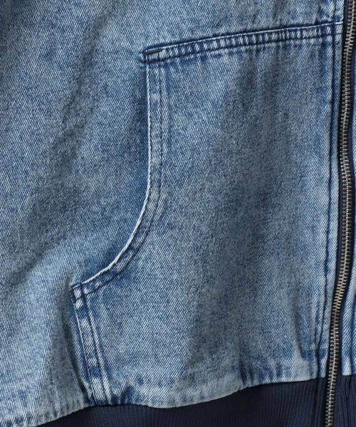 SITRY（シトリー）の「2026SS新色＆新柄追加 Denim & DUCK Hoodie/デニムパーカー デニムジャケット ダックパーカー  ダックジャケット アクティブパーカー ブルゾン フルジップパーカー フーディー（デニムジャケット・メンズ・ブラック系その他/ブルー系その他/ブルー/ブラック/ブラック系その他2/ブラック系その他3/ブルー系その他2/ブラウン・M/L/LL）」の15枚目の写真