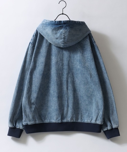 SITRY（シトリー）の「2026SS新色＆新柄追加 Denim & DUCK Hoodie/デニムパーカー デニムジャケット ダックパーカー  ダックジャケット アクティブパーカー ブルゾン フルジップパーカー フーディー（デニムジャケット・メンズ・ブラック系その他/ブルー系その他/ブルー/ブラック/ブラック系その他2/ブラック系その他3/ブルー系その他2/ブラウン・M/L/LL）」の12枚目の写真