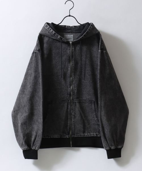 SITRY（シトリー）の「2026SS新色＆新柄追加 Denim & DUCK Hoodie/デニムパーカー デニムジャケット ダックパーカー  ダックジャケット アクティブパーカー ブルゾン フルジップパーカー フーディー（デニムジャケット・メンズ・ブラック系その他/ブルー系その他/ブルー/ブラック/ブラック系その他2/ブラック系その他3/ブルー系その他2/ブラウン・M/L/LL）」の9枚目の写真