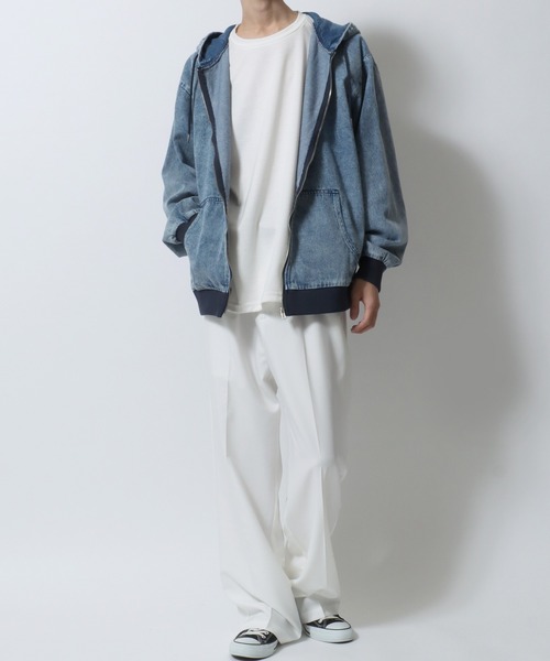 CHEMICAL WASH DENIM HOODIE 427T パーカー デニム 多機能デニムパーカー ブリーチカラー – BOBSON JEANS
