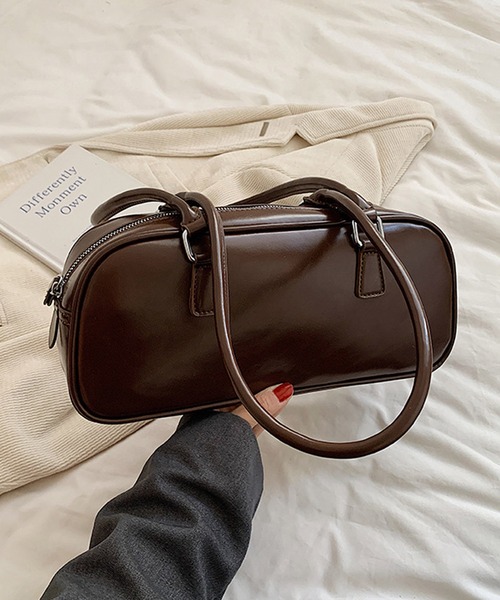 HALEY PESCA（ヘーリーペスカ）の「HALEY PESCA/レザー調　スクエアボストンバッグ（ボストンバッグ・レディース・ブラウン/ピンク/ブラック/レッド・FREE）」の2枚目の写真