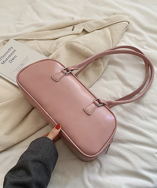 HALEY PESCA（ヘーリーペスカ）の「HALEY PESCA/レザー調　スクエアボストンバッグ（ボストンバッグ・レディース・ブラウン/ピンク/ブラック/レッド・FREE）」の3枚目の写真