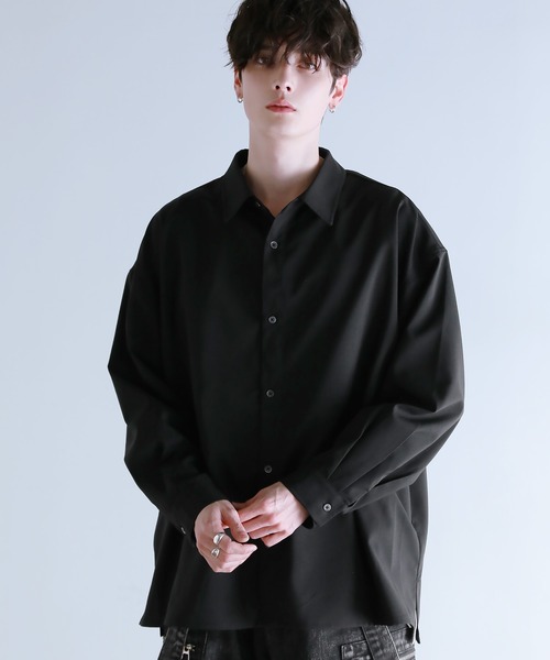 シワ感素材 開襟シャツ 無地 ルーズシルエット 大人カジュアル CIASENSE シャツ Loose silhouette Regular collar shirt /setup