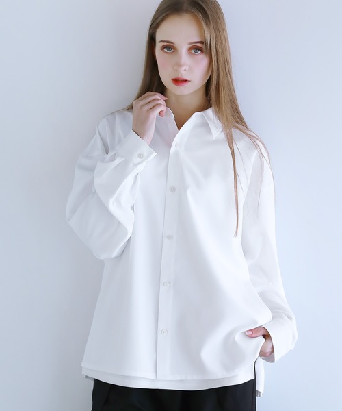 LILL(リル)の「【シワ防止】ルーズシルエット サイドスリットドレープレギュラーシャツ(シャツ/ブラウス・メンズ・ブラック/ホワイト・XL/L/M/S)」の17枚目の写真
