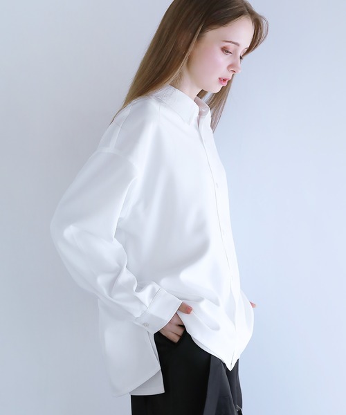 LILL(リル)の「【シワ防止】ルーズシルエット サイドスリットドレープレギュラーシャツ(シャツ/ブラウス・メンズ・ブラック/ホワイト・XL/L/M/S)」の18枚目の写真