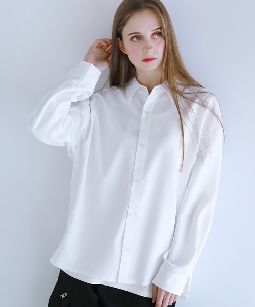 LILL(リル)の「【シワ防止】ルーズシルエット サイドスリットドレープレギュラーシャツ(シャツ/ブラウス・メンズ・ブラック/ホワイト・XL/L/M/S)」の20枚目の写真