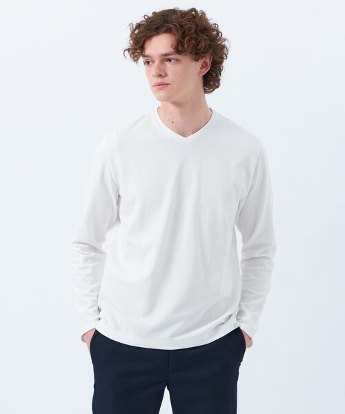 MACKINTOSH PHILOSOPHY(マッキントッシュ フィロソフィー)の「ストレッチミラノリブ VネックロンT(Tシャツ/カットソー・メンズ・グレー系その他/ブルー系その他7/ホワイト/ダークネイビー・38/40/42)」の2枚目の写真