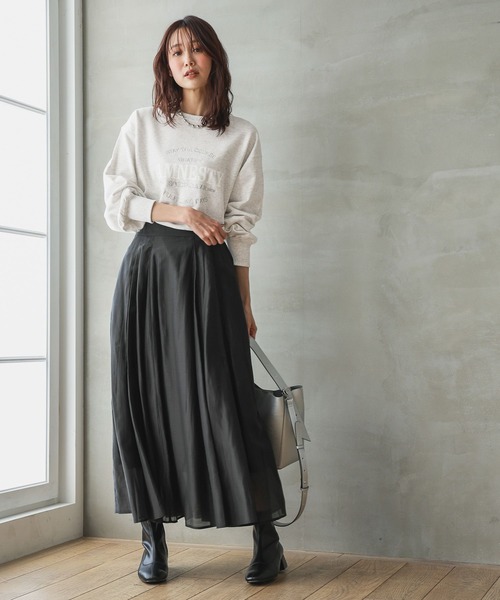 GLOBAL WORK(グローバルワーク)の「シアータックフレアスカート/253432(スカート・レディース・ライトグレー/オフホワイト/ブラック・REGULAR/SHORT)」の22枚目の写真