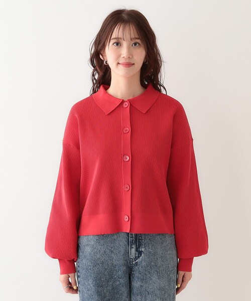 Cutie Blonde(キューティーブロンド)の「着こなしいろいろ 襟付きスポンディッシュニットカーディガン(カーディガン/ボレロ・レディース・ホワイト系5/ダークグレー/レッド系1・00)」の16枚目の写真