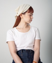 RACAL（ラカル）の「Stripe Lace Knitting scarf / ボーダー柄メッシュレース編みニットスカーフ（ニットキャップ/ビーニー・レディース）」