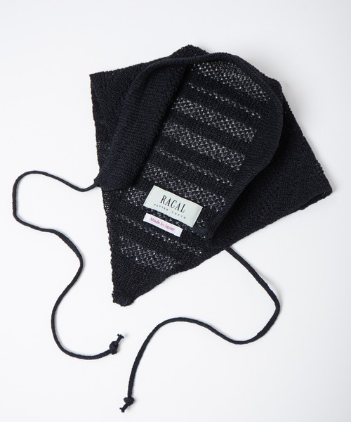 RACAL（ラカル）の「Stripe Lace Knitting scarf / ボーダー柄メッシュレース編みニットスカーフ（ニットキャップ/ビーニー・レディース・ブラウン/アイボリー/ブラック/グリーン・FREE）」の8枚目の写真
