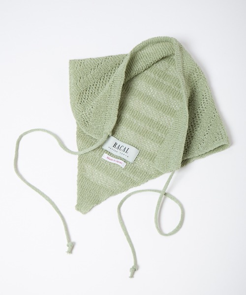 RACAL（ラカル）の「Stripe Lace Knitting scarf / ボーダー柄メッシュレース編みニットスカーフ（ニットキャップ/ビーニー・レディース・ブラウン/アイボリー/ブラック/グリーン・FREE）」の10枚目の写真