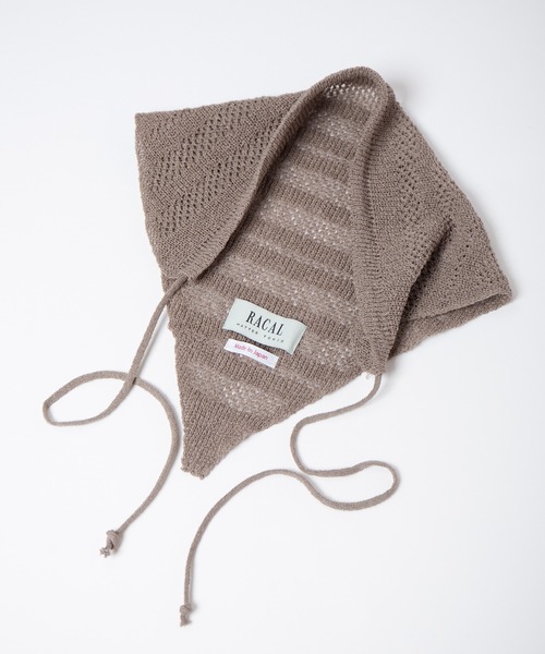 RACAL（ラカル）の「Stripe Lace Knitting scarf / ボーダー柄メッシュレース編みニットスカーフ（ニットキャップ/ビーニー・レディース・ブラウン/アイボリー/ブラック/グリーン・FREE）」の11枚目の写真