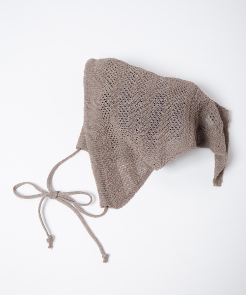 RACAL（ラカル）の「Stripe Lace Knitting scarf / ボーダー柄メッシュレース編みニットスカーフ（ニットキャップ/ビーニー・レディース・ブラウン/アイボリー/ブラック/グリーン・FREE）」の12枚目の写真