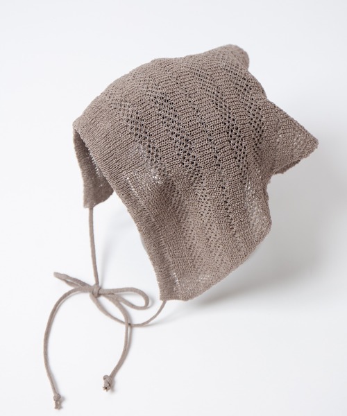 RACAL（ラカル）の「Stripe Lace Knitting scarf / ボーダー柄メッシュレース編みニットスカーフ（ニットキャップ/ビーニー・レディース・ブラウン/アイボリー/ブラック/グリーン・FREE）」の13枚目の写真