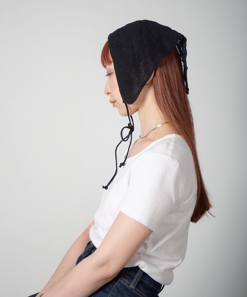 RACAL（ラカル）の「Stripe Lace Knitting scarf / ボーダー柄メッシュレース編みニットスカーフ（ニットキャップ/ビーニー・レディース・ブラウン/アイボリー/ブラック/グリーン・FREE）」の16枚目の写真