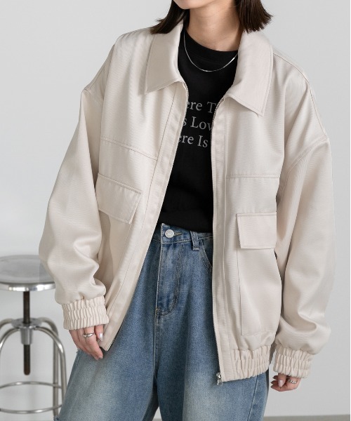 ad thie(アドティエ)の「ビッグポケット ツイルジップ ブルゾン(カバーオール・レディース・チャコール/ベージュ/アイボリー/カーキ・FREE)」の12枚目の写真