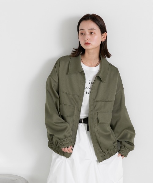 ad thie(アドティエ)の「ビッグポケット ツイルジップ ブルゾン(カバーオール・レディース・チャコール/ベージュ/アイボリー/カーキ・FREE)」の18枚目の写真
