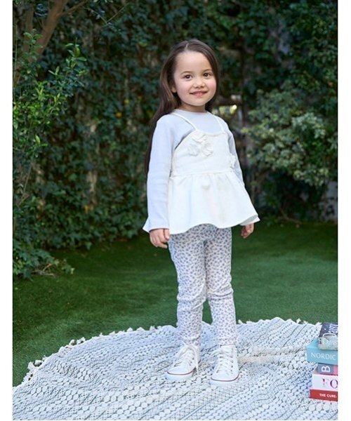 petit main（プティマイン）の「【リンク】花ビスチェ長Tセット(キッズ)（アンサンブル・キッズ・ブルー/アイボリー・80ｃｍ/90cm/110cm/100cm/120cm/130cm）」の4枚目の写真