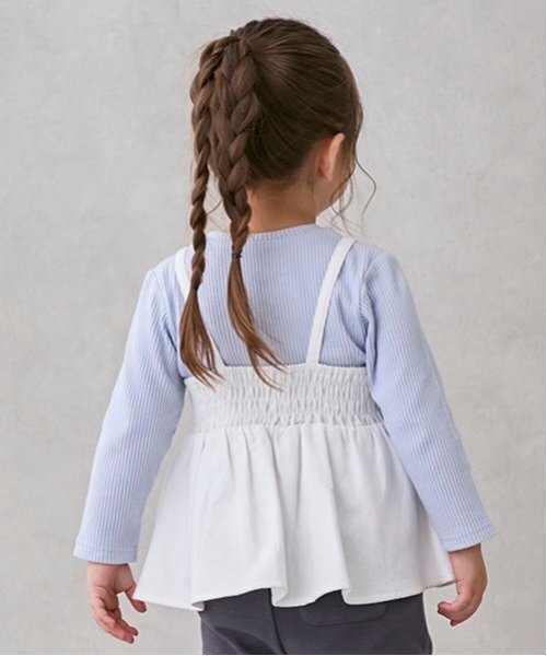 petit main（プティマイン）の「【リンク】花ビスチェ長Tセット(キッズ)（アンサンブル・キッズ・ブルー/アイボリー・80ｃｍ/90cm/110cm/100cm/120cm/130cm）」の7枚目の写真