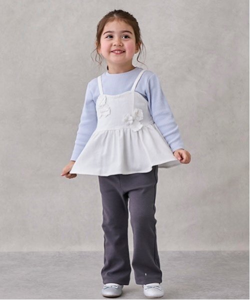 petit main（プティマイン）の「【リンク】花ビスチェ長Tセット(キッズ)（アンサンブル・キッズ・ブルー/アイボリー・80ｃｍ/90cm/110cm/100cm/120cm/130cm）」の20枚目の写真