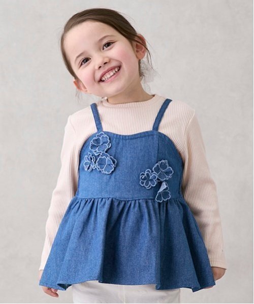 petit main（プティマイン）の「【リンク】花ビスチェ長Tセット(キッズ)（アンサンブル・キッズ・ブルー/アイボリー・80ｃｍ/90cm/110cm/100cm/120cm/130cm）」の22枚目の写真