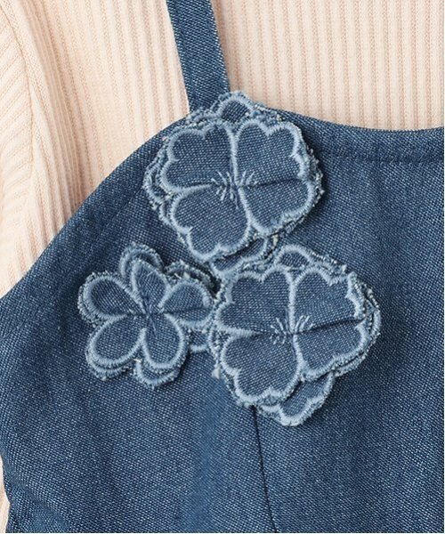 petit main（プティマイン）の「【リンク】花ビスチェ長Tセット(キッズ)（アンサンブル・キッズ・ブルー/アイボリー・80ｃｍ/90cm/110cm/100cm/120cm/130cm）」の18枚目の写真
