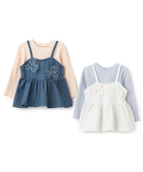 petit main（プティマイン）の「【リンク】花ビスチェ長Tセット(キッズ)（アンサンブル・キッズ・ブルー/アイボリー・80ｃｍ/90cm/110cm/100cm/120cm/130cm）」の11枚目の写真