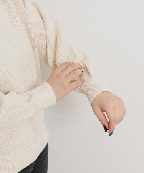 Washable Washi Mix ニット ホワイト フリーサイズ 米富繊維 WASHI COTTON KNIT PULLOVER（ニット/セーター）｜Yonetomi