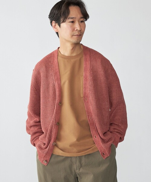 SHIPS(シップス)の「SHIPS: サンフェード リネン Vネック カーディガン(カーディガン/ボレロ・メンズ・ネイビー/ダークグレー/レッド・MEDIUM/SMALL/LARGE)」の3枚目の写真