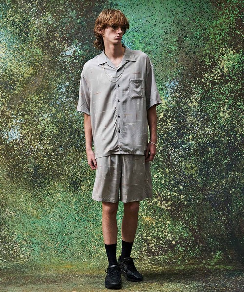 MSML（エムエスエムエル）の「KASURI CROSS PRINTED RAYON SHORTS（その他パンツ・メンズ・ライトグレー/ブラック・XL/L/M/S）」の6枚目の写真