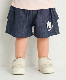 先染めデニム バックフリル キュロットパンツ