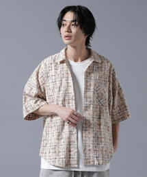 【WEB＆DEPOT限定】DankeSchon/ダンケシェーン/BLEACH CHECK OPEN COLLER SHIRTS