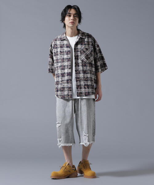 DANKE SCHON（ダンケシェーン）の「【WEB＆DEPOT限定】DankeSchon/ダンケシェーン/BLEACH CHECK OPEN COLLER SHIRTS（シャツ/ブラウス・メンズ・ブラック/ベージュ/モスグリーン・F）」の7枚目の写真