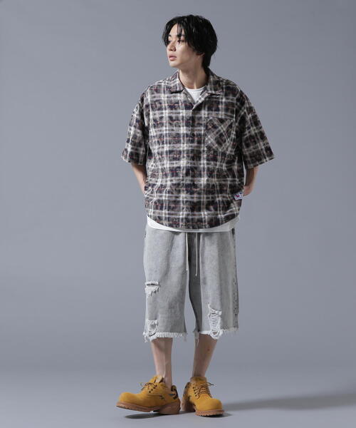 DANKE SCHON（ダンケシェーン）の「【WEB＆DEPOT限定】DankeSchon/ダンケシェーン/BLEACH CHECK OPEN COLLER SHIRTS（シャツ/ブラウス・メンズ・ブラック/ベージュ/モスグリーン・F）」の8枚目の写真