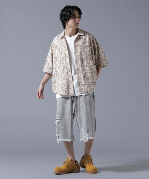 DANKE SCHON（ダンケシェーン）の「【WEB＆DEPOT限定】DankeSchon/ダンケシェーン/BLEACH CHECK OPEN COLLER SHIRTS（シャツ/ブラウス・メンズ・ブラック/ベージュ/モスグリーン・F）」の19枚目の写真