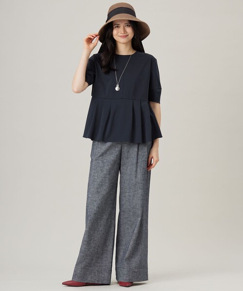 自由区(ジユウク)の「ハイツイストポンチペプラム カットソー(Tシャツ/カットソー・レディース・ダルブルー系/ライトグレー系/ネイビー系/アイボリー系・32)」の11枚目の写真