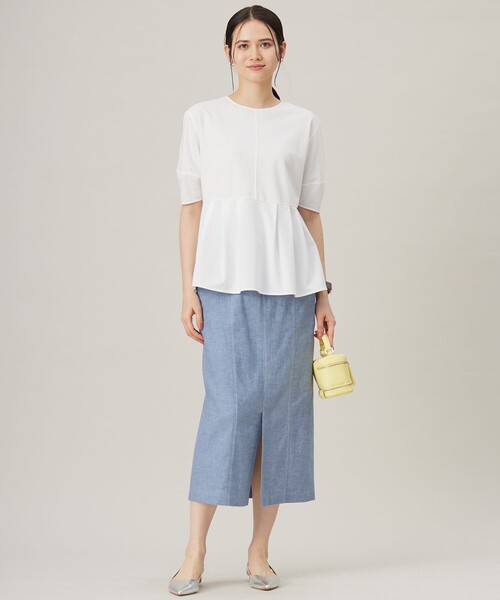 自由区(ジユウク)の「ハイツイストポンチペプラム カットソー(Tシャツ/カットソー・レディース・ダルブルー系/ライトグレー系/ネイビー系/アイボリー系・32)」の14枚目の写真