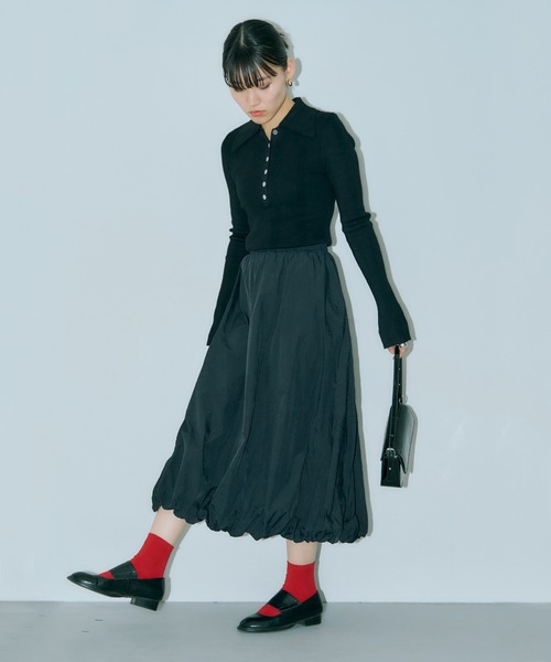 LIENCOEUR（リアンクール）の「ミディバルーンスカート（スカート・レディース・ホワイト/ブラック・FREE）」の3枚目の写真