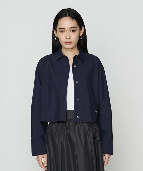 COMME CA(コムサ)の「ストライプタイプライター/バルキーオックスフォード クロップドシャツ(シャツ/ブラウス・レディース・ネイビー/ホワイト/ブルー・9号)」の10枚目の写真