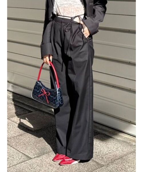 EVRIS(エヴリス)の「ウエストリボンワイドパンツ【セットアップ着用可能】(その他パンツ・レディース・ブラック/グレー/その他1・SMALL/MEDIUM)」の1枚目の写真